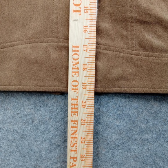 APT 9 Jacket Womens Small Camel Brown Faux Suede Zip Front Moto Lined Pockets - Picture 5 of 7